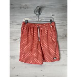 Rugged Shark Shorts Mens Medium‎ Red Swim Trunks Mesh Lined Drawstring Floral